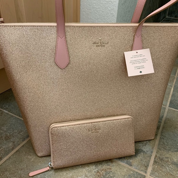KATE SPADE JOELEY LARGE BAG TOTE GOLD WALLET SET - Picture 2 of 8